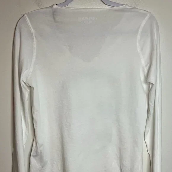 ZADIG & VOLTAIRE Tunisien Tee Top Henley White Rhinestone Skull LS Size S - Picture 5 of 7
